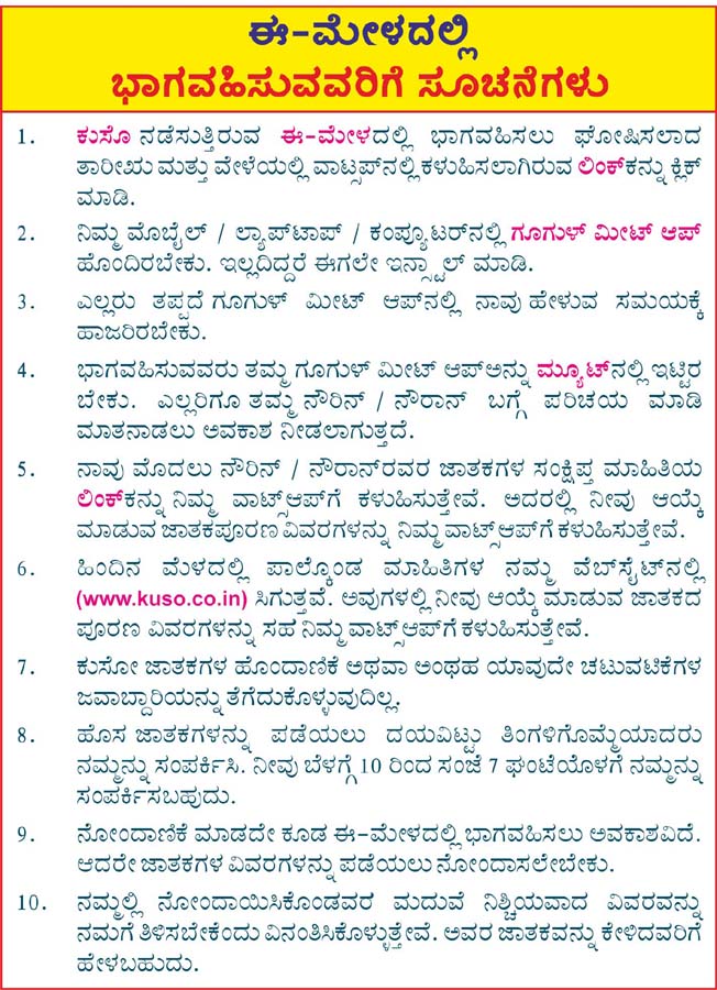 Instructions in Kannada