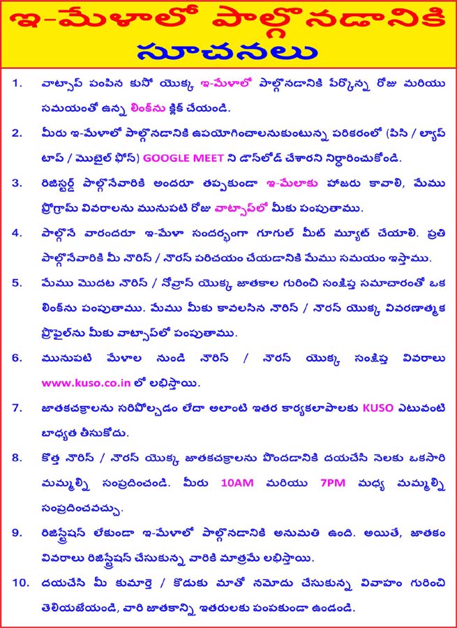 Instructions in Telugu